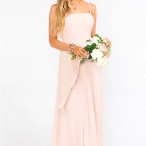Show me your mumu dusty blush Lauren tie bridesmaid dress